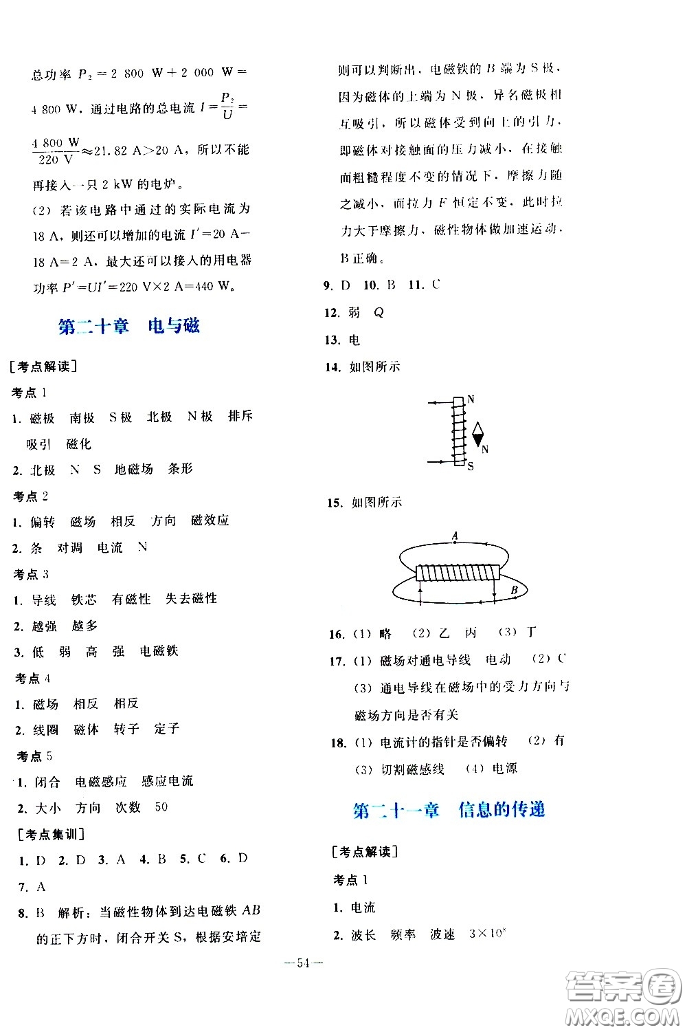 人民教育出版社2021同步輕松練習(xí)物理九年級(jí)總復(fù)習(xí)人教版答案