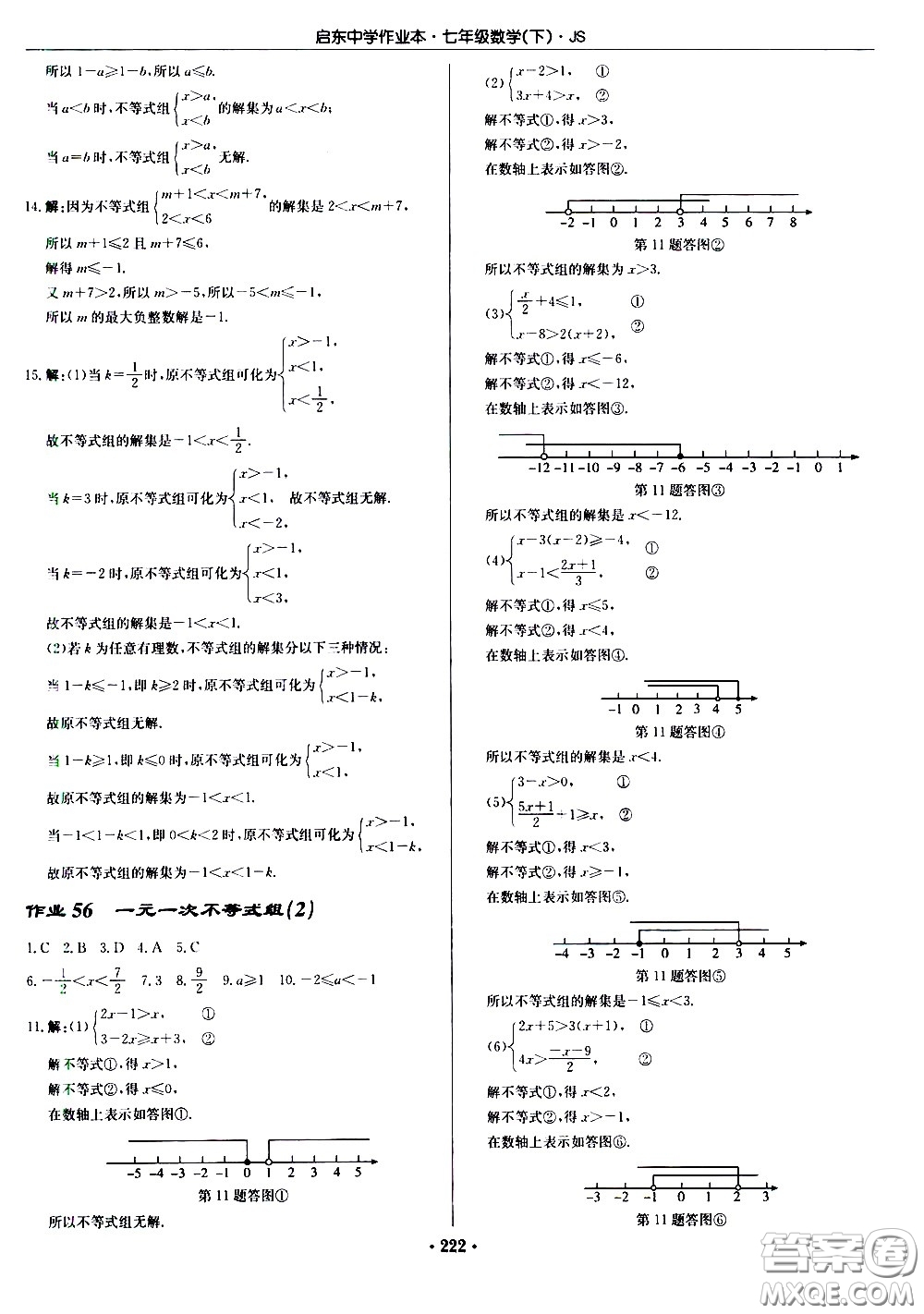龍門(mén)書(shū)局2021啟東中學(xué)作業(yè)本七年級(jí)數(shù)學(xué)下冊(cè)JS蘇教版答案
