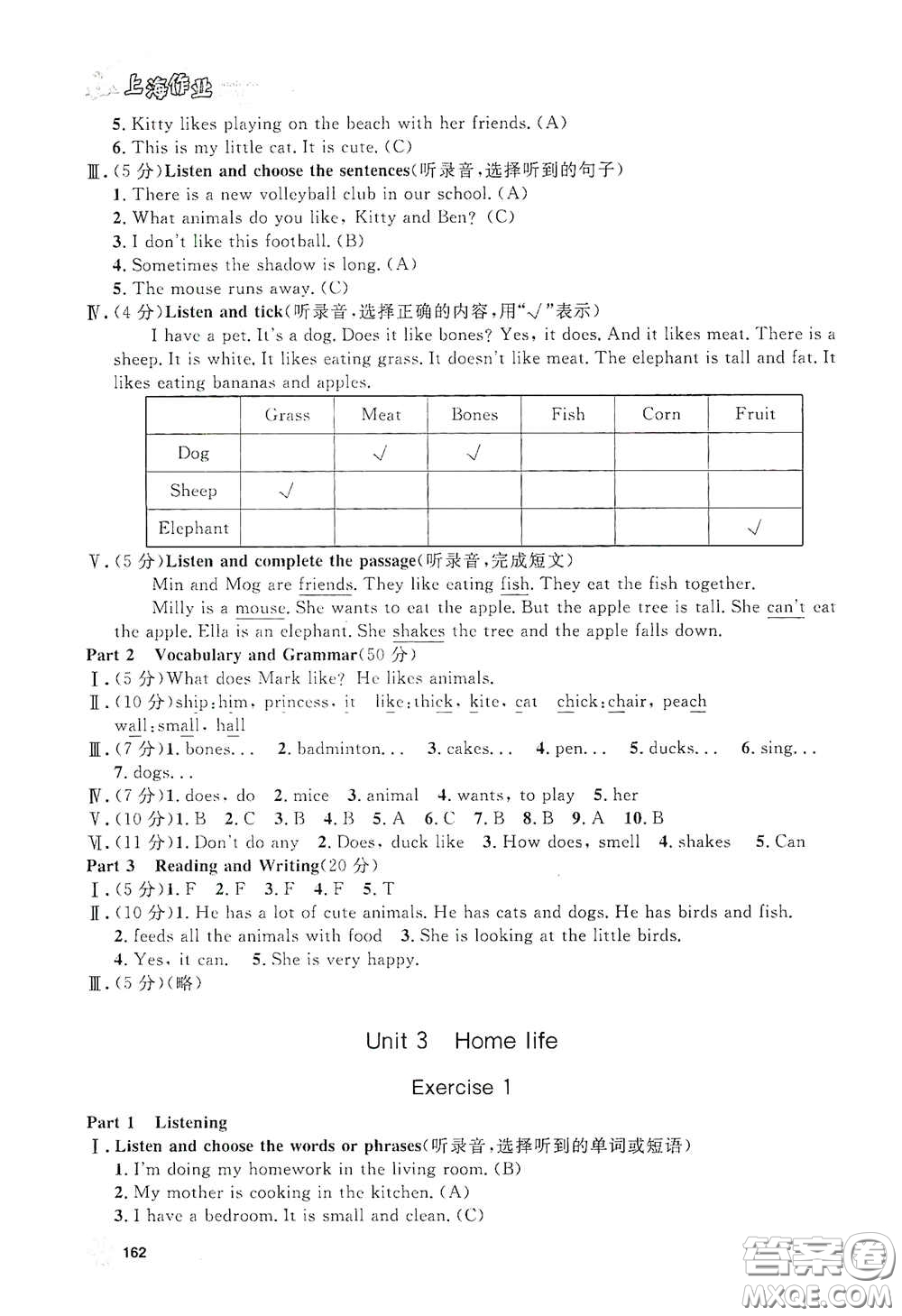上海大學(xué)出版社2021鐘書金牌上海作業(yè)四年級(jí)英語下冊(cè)N版答案