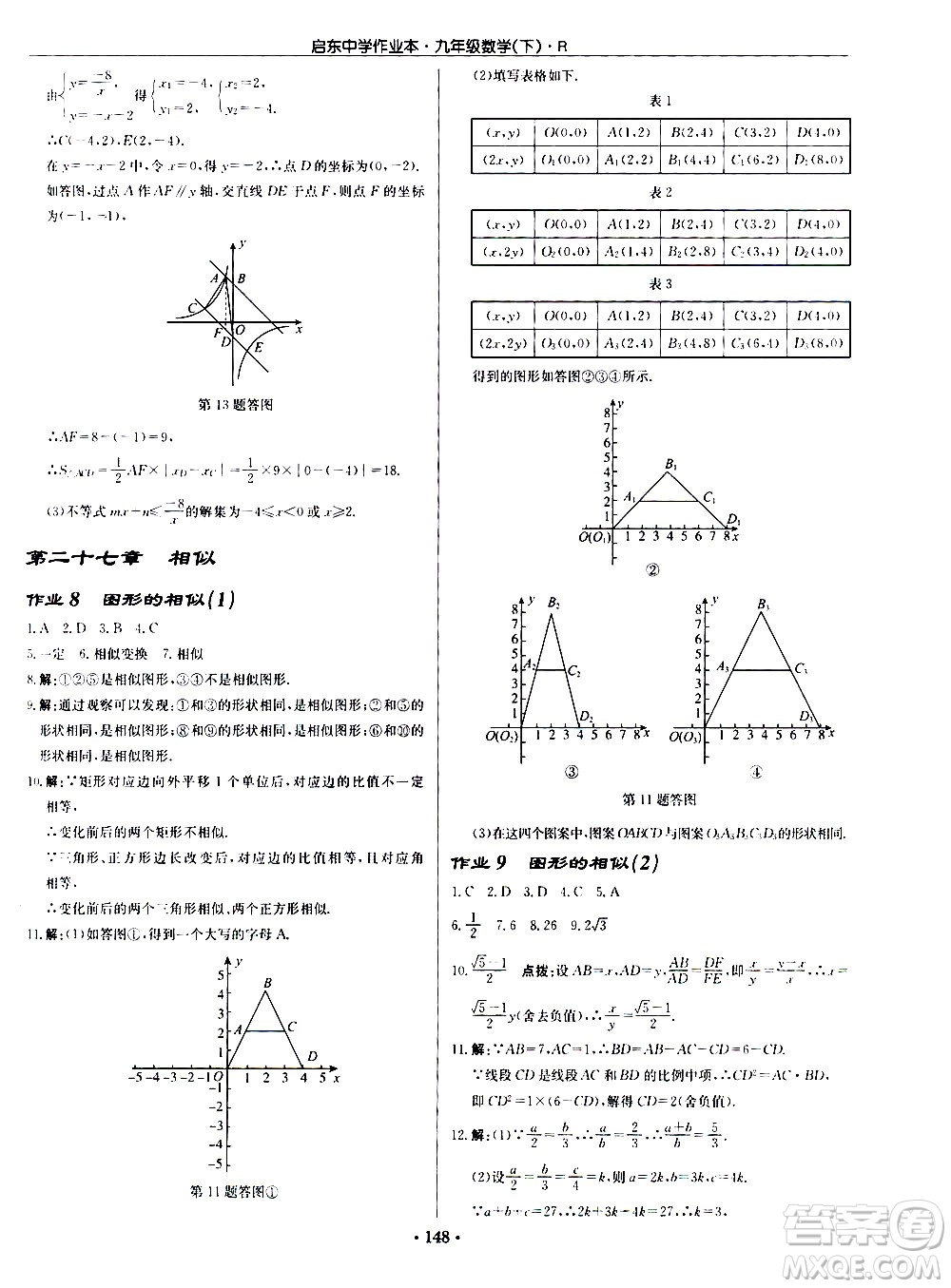 龍門書局2021啟東中學(xué)作業(yè)本九年級數(shù)學(xué)下冊R人教版答案