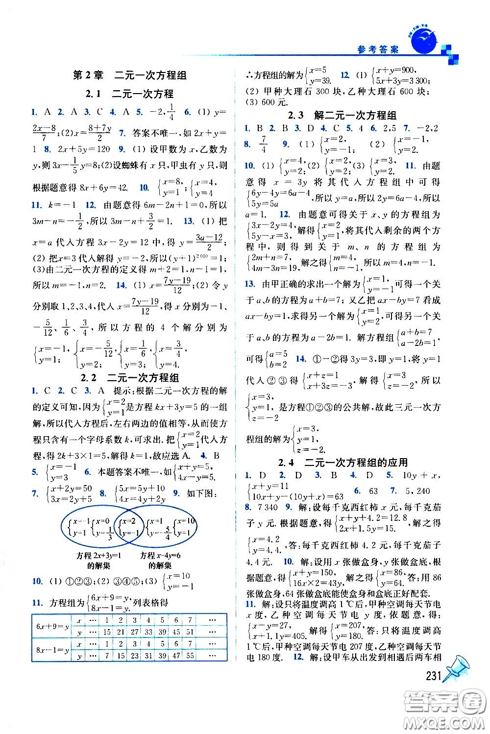 東南大學(xué)出版社2021名師點(diǎn)撥課課通教材全解析數(shù)學(xué)七年級下新課標(biāo)浙教版答案