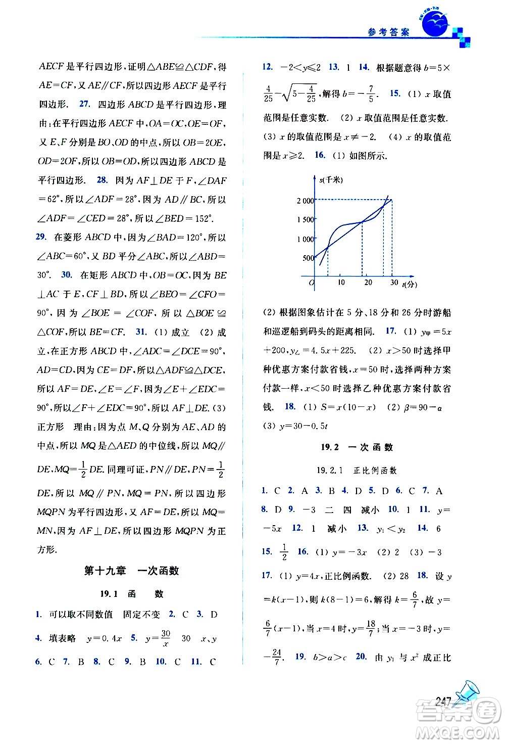 東南大學(xué)出版社2021名師點撥課課通教材全解析數(shù)學(xué)八年級下新課標(biāo)RJ人教版答案