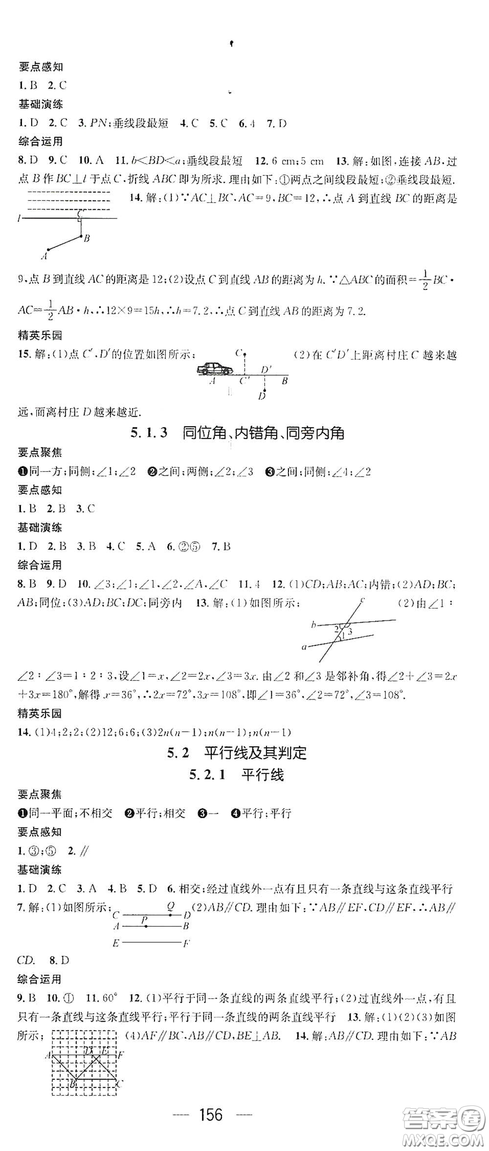 陽光出版社2021精英新課堂七年級數(shù)學下冊人教版答案