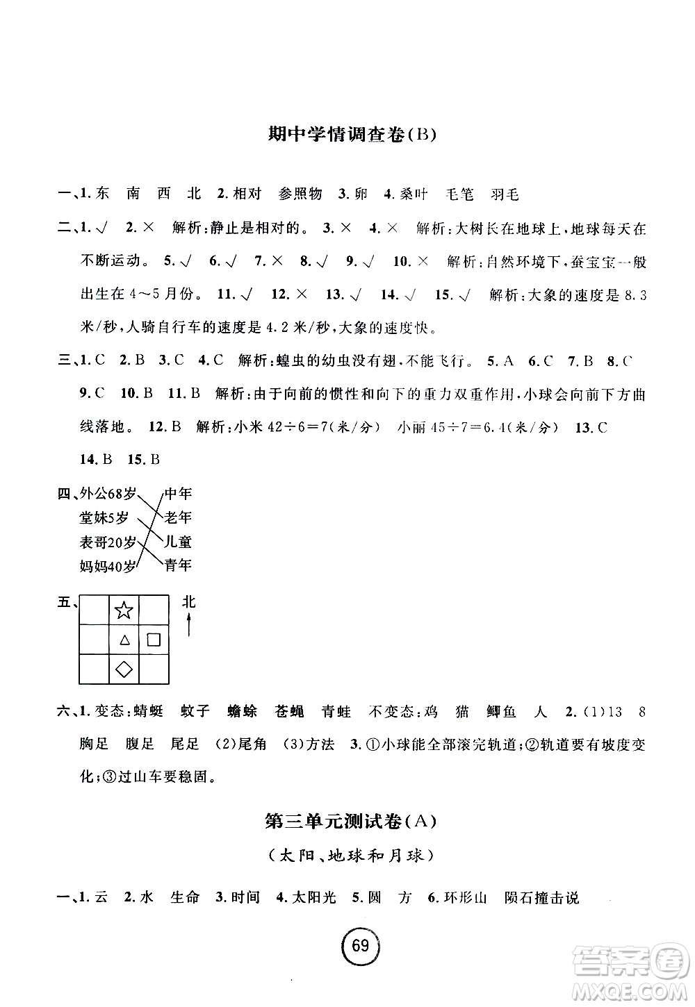 浙江大學出版社2021浙江名卷科學三年級下冊J教科版答案