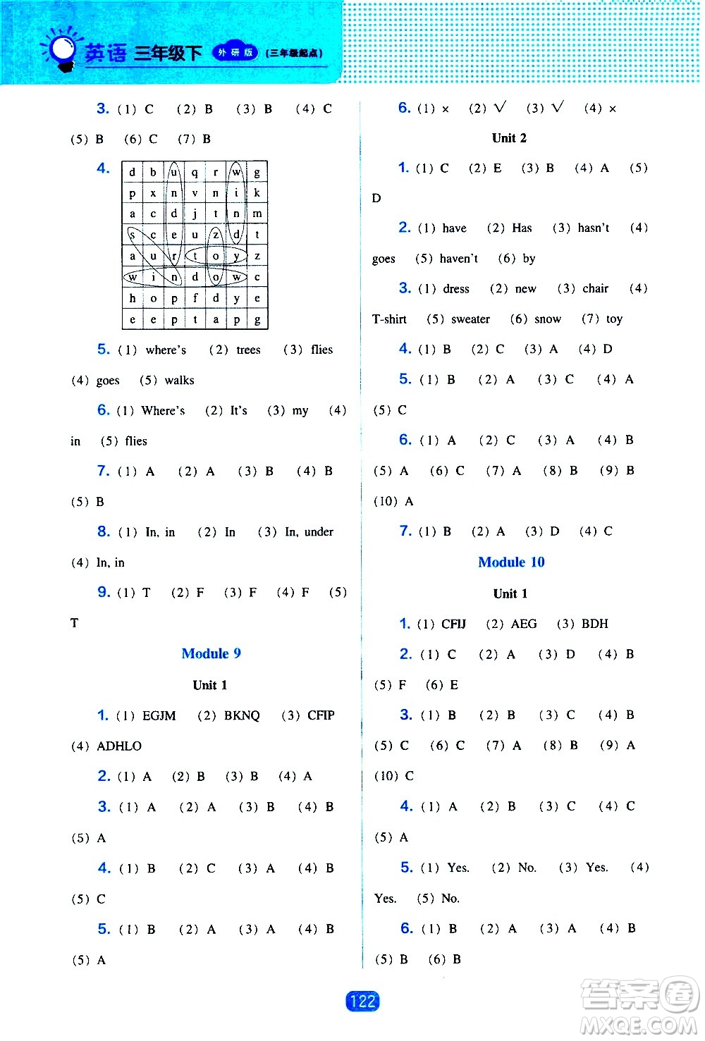 遼海出版社2021新編新課程能力培養(yǎng)英語三年級起點(diǎn)三年級下冊外研版答案