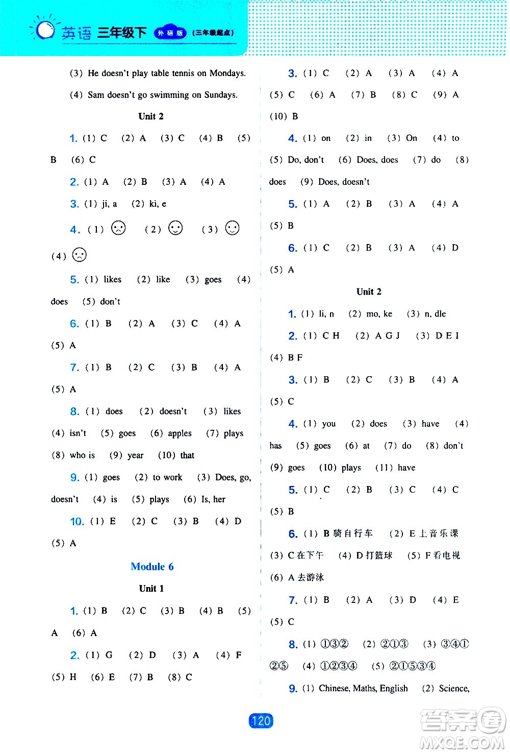 遼海出版社2021新編新課程能力培養(yǎng)英語三年級起點(diǎn)三年級下冊外研版答案