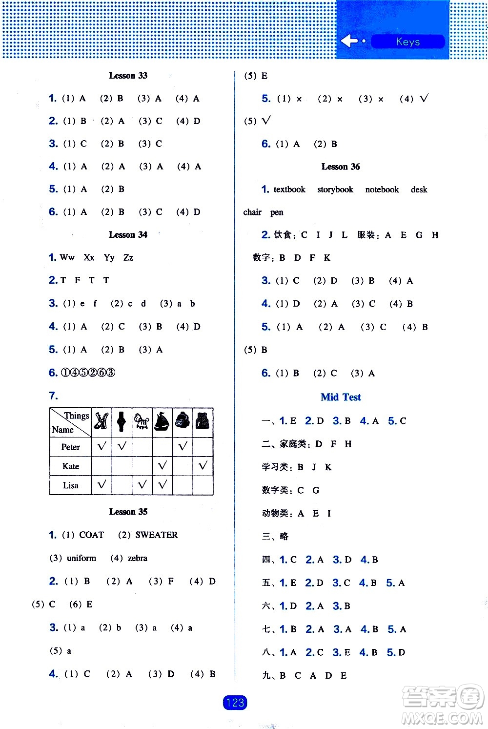 遼海出版社2021新編新課程能力培養(yǎng)英語三年級起點三年級下冊人教版答案