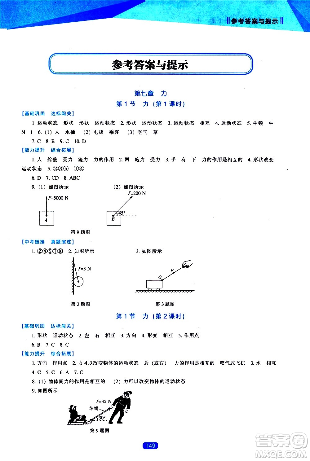 遼海出版社2021新課程物理能力培養(yǎng)八年級(jí)下冊人教版答案