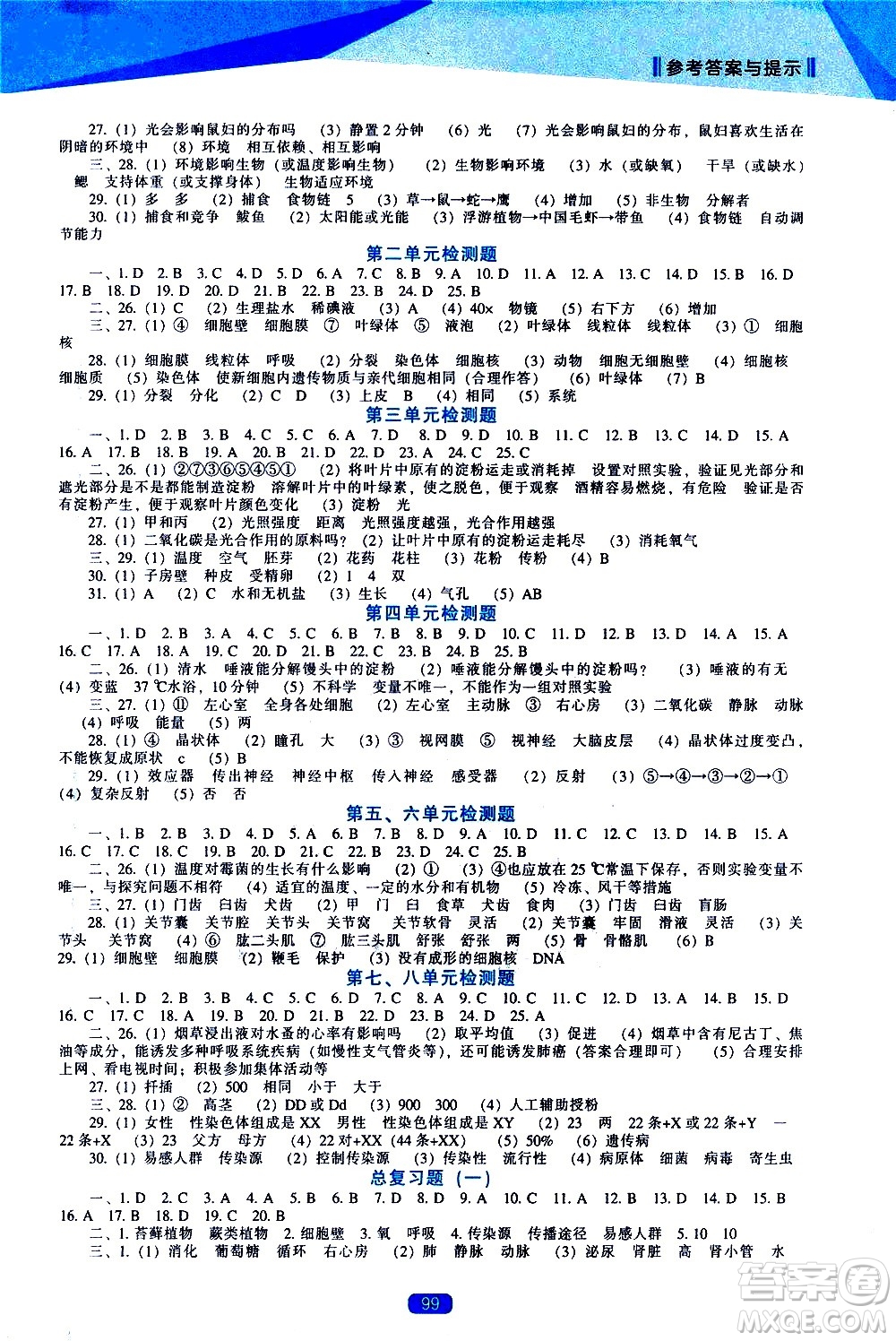 遼海出版社2021新課程生物學(xué)能力培養(yǎng)八年級(jí)下冊(cè)人教版答案