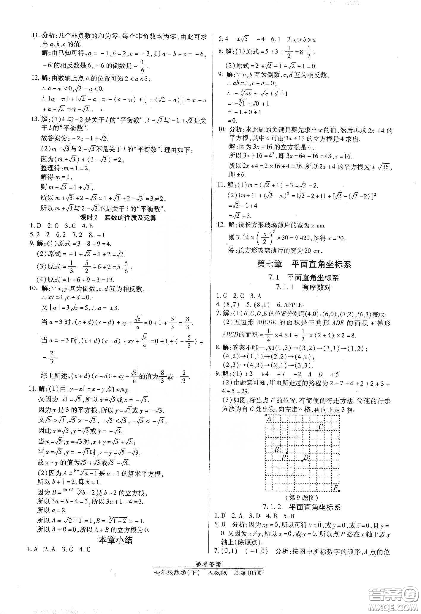陽光出版社2021匯文圖書卓越課堂七年級數(shù)學(xué)下冊人教版答案