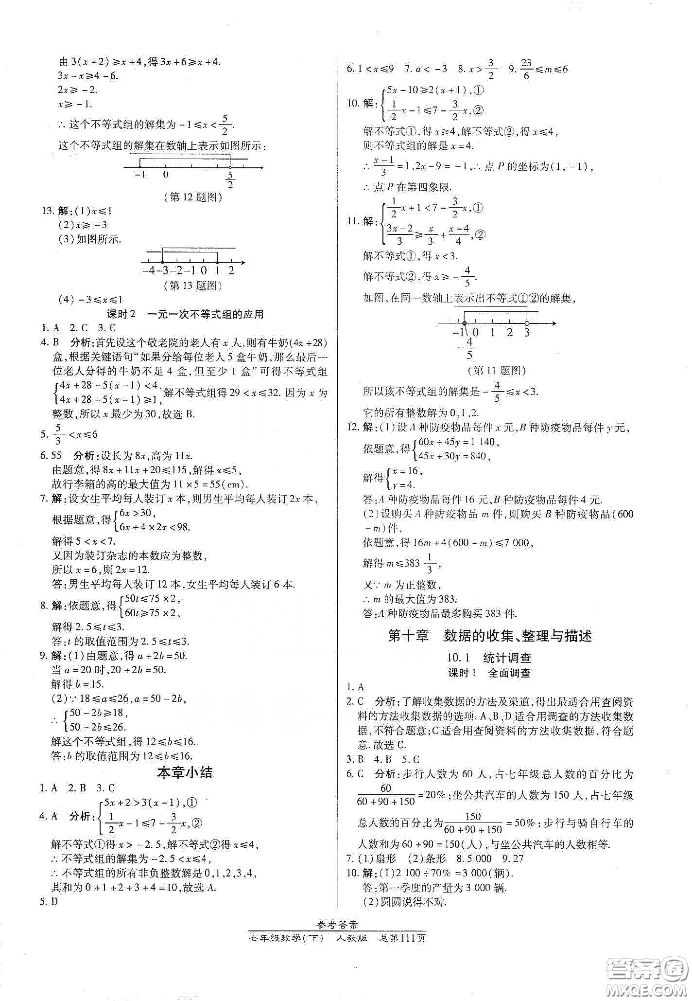 陽光出版社2021匯文圖書卓越課堂七年級數(shù)學(xué)下冊人教版答案