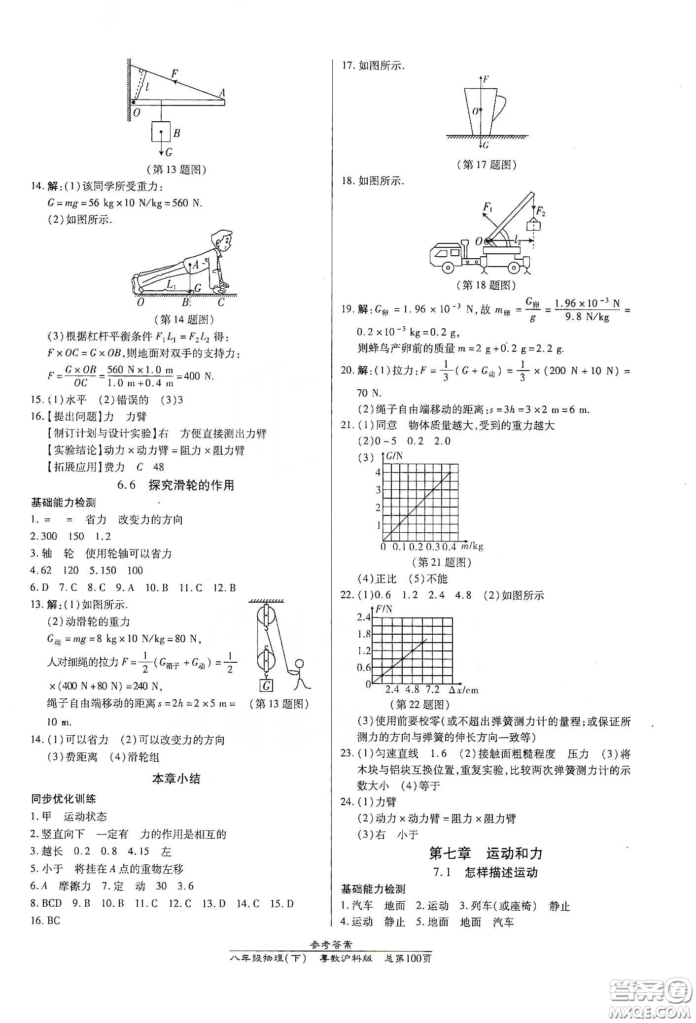 陽(yáng)光出版社2021匯文圖書(shū)卓越課堂八年級(jí)物理下冊(cè)滬粵版答案