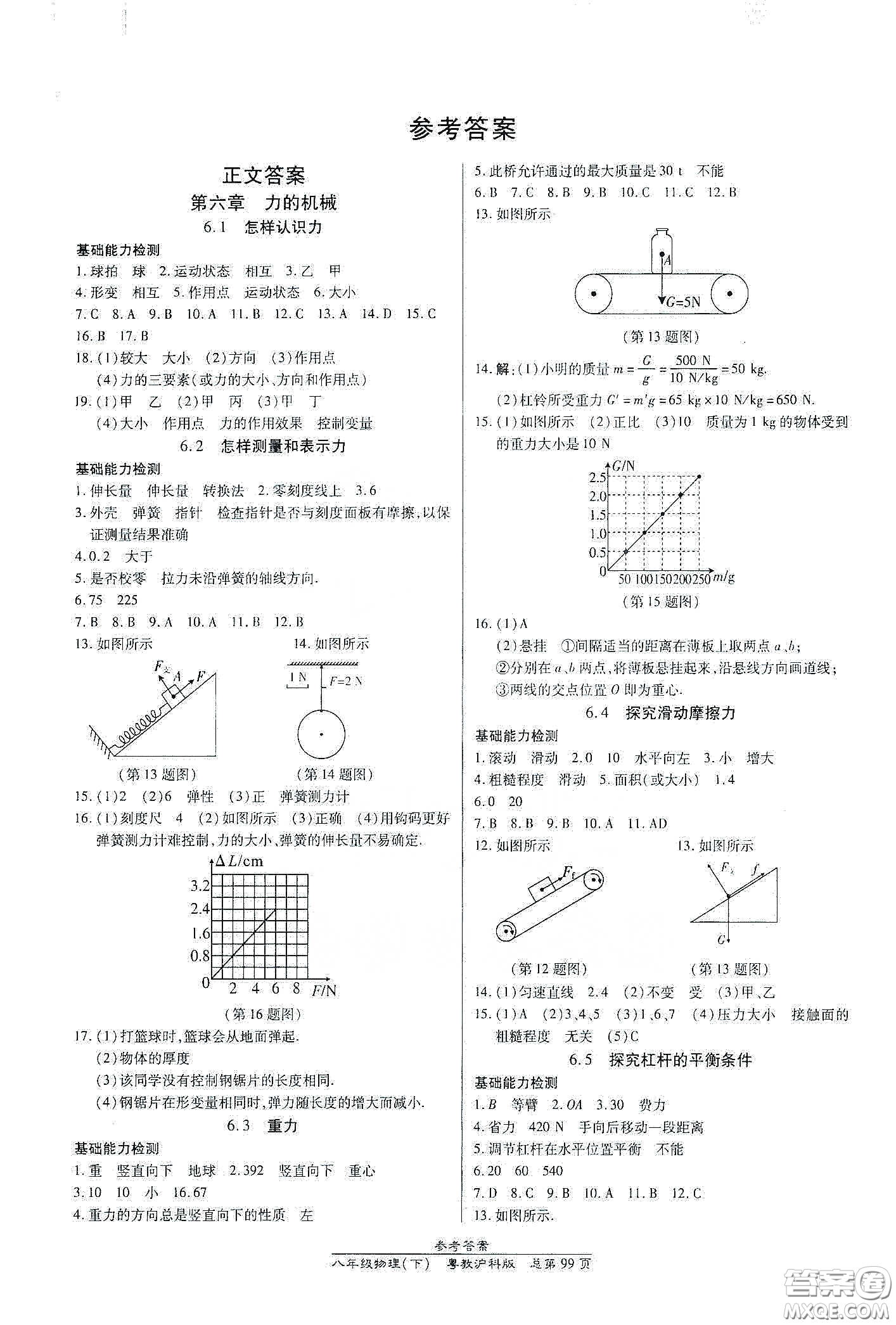 陽(yáng)光出版社2021匯文圖書(shū)卓越課堂八年級(jí)物理下冊(cè)滬粵版答案