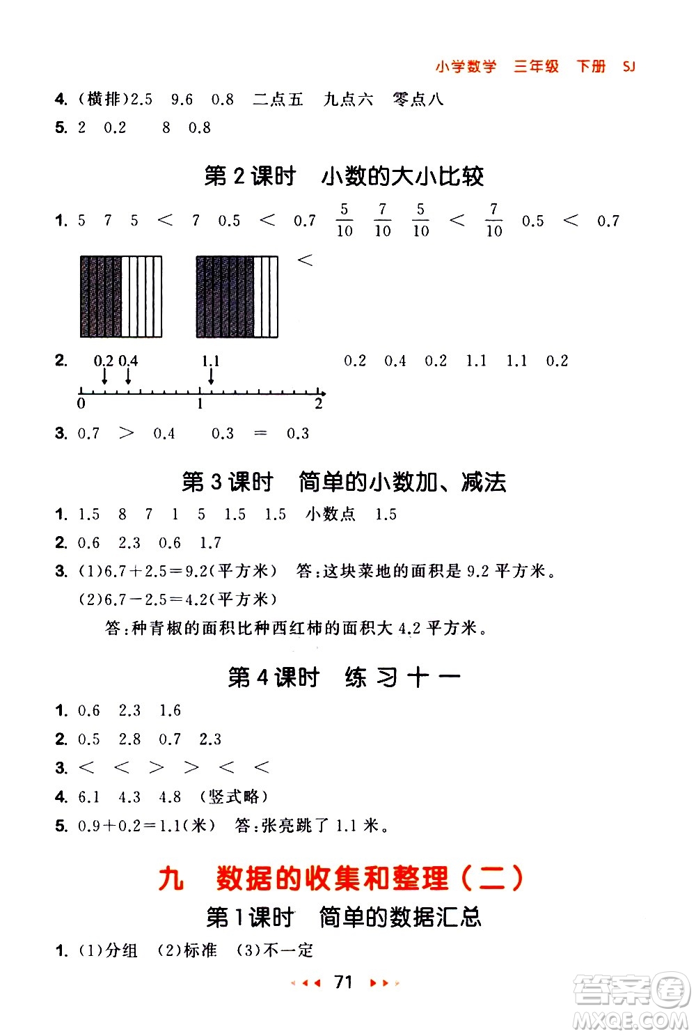教育科學(xué)出版社2021春季53隨堂測(cè)小學(xué)數(shù)學(xué)三年級(jí)下冊(cè)SJ蘇教版答案