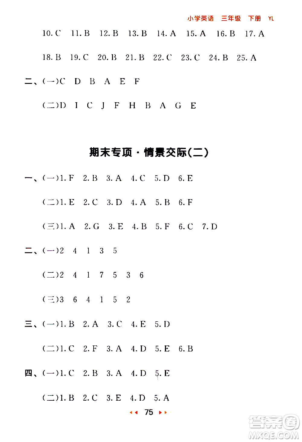 教育科學(xué)出版社2021春季53隨堂測小學(xué)英語三年級下冊YL譯林版答案