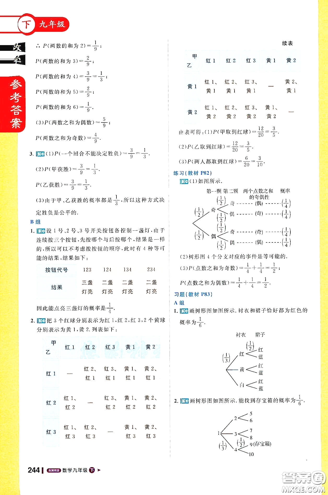 北京教育出版社2021年1加1輕巧奪冠課堂直播九年級數(shù)學(xué)下冊冀教版答案