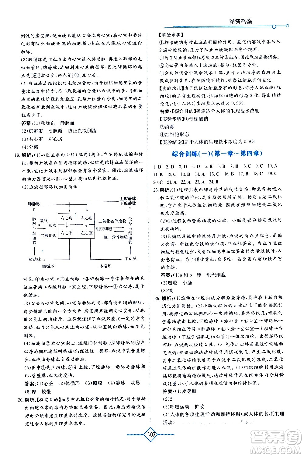 湖南教育出版社2021學法大視野生物七年級下冊人教版答案