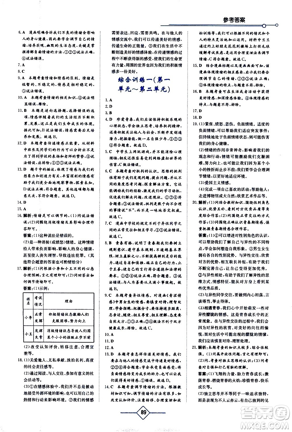 湖南教育出版社2021學(xué)法大視野道德與法治七年級下冊人教版答案
