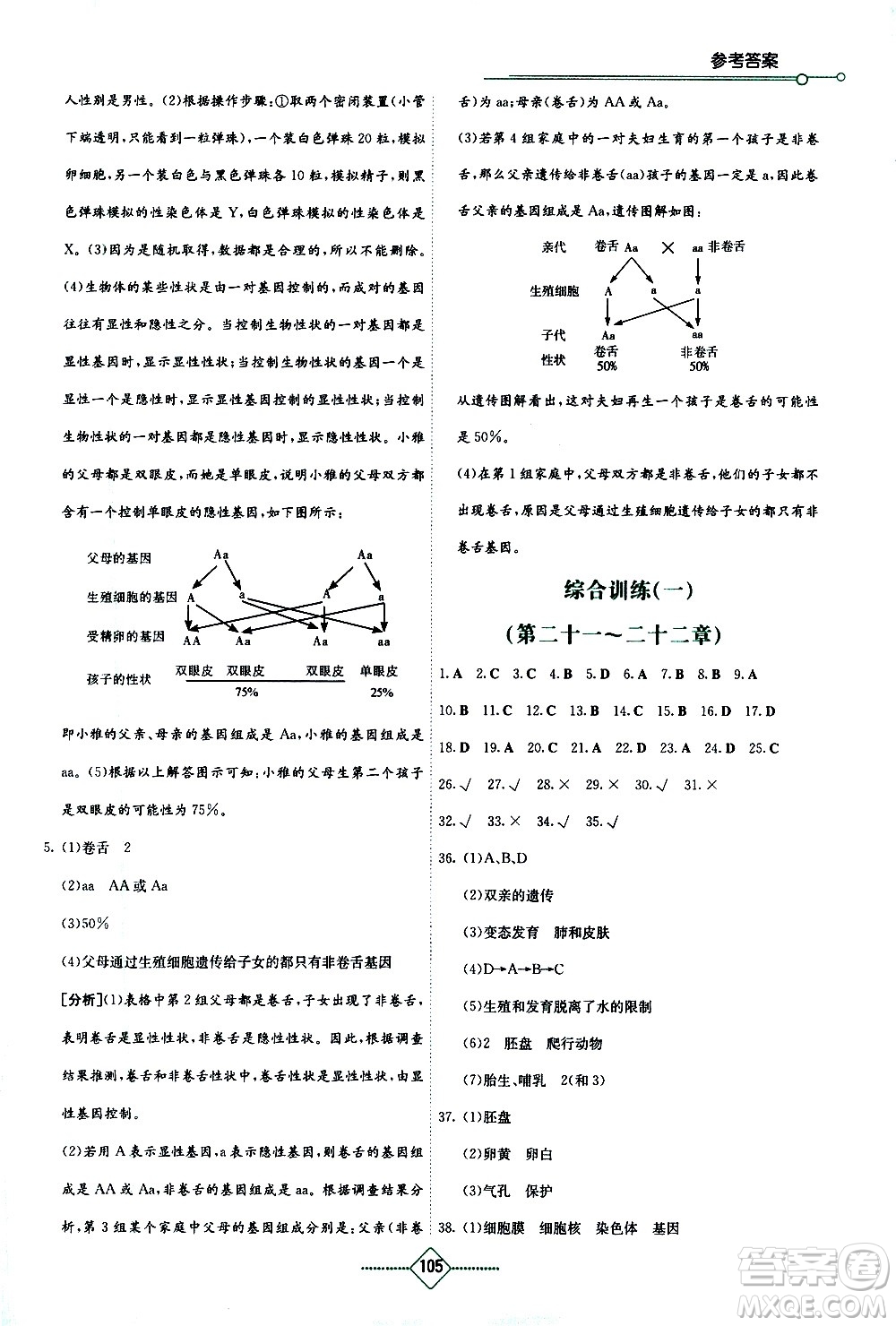 湖南教育出版社2021學(xué)法大視野生物八年級下冊蘇教版答案