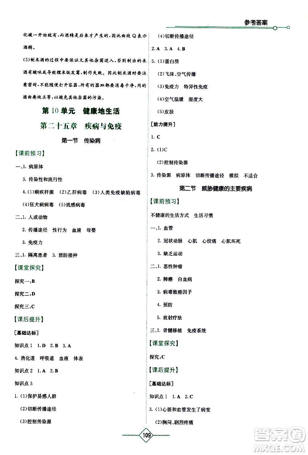 湖南教育出版社2021學(xué)法大視野生物八年級下冊蘇教版答案