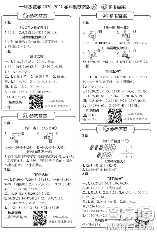 2021時(shí)代學(xué)習(xí)報(bào)數(shù)學(xué)周刊小學(xué)數(shù)學(xué)一年級蘇教版35-46答案