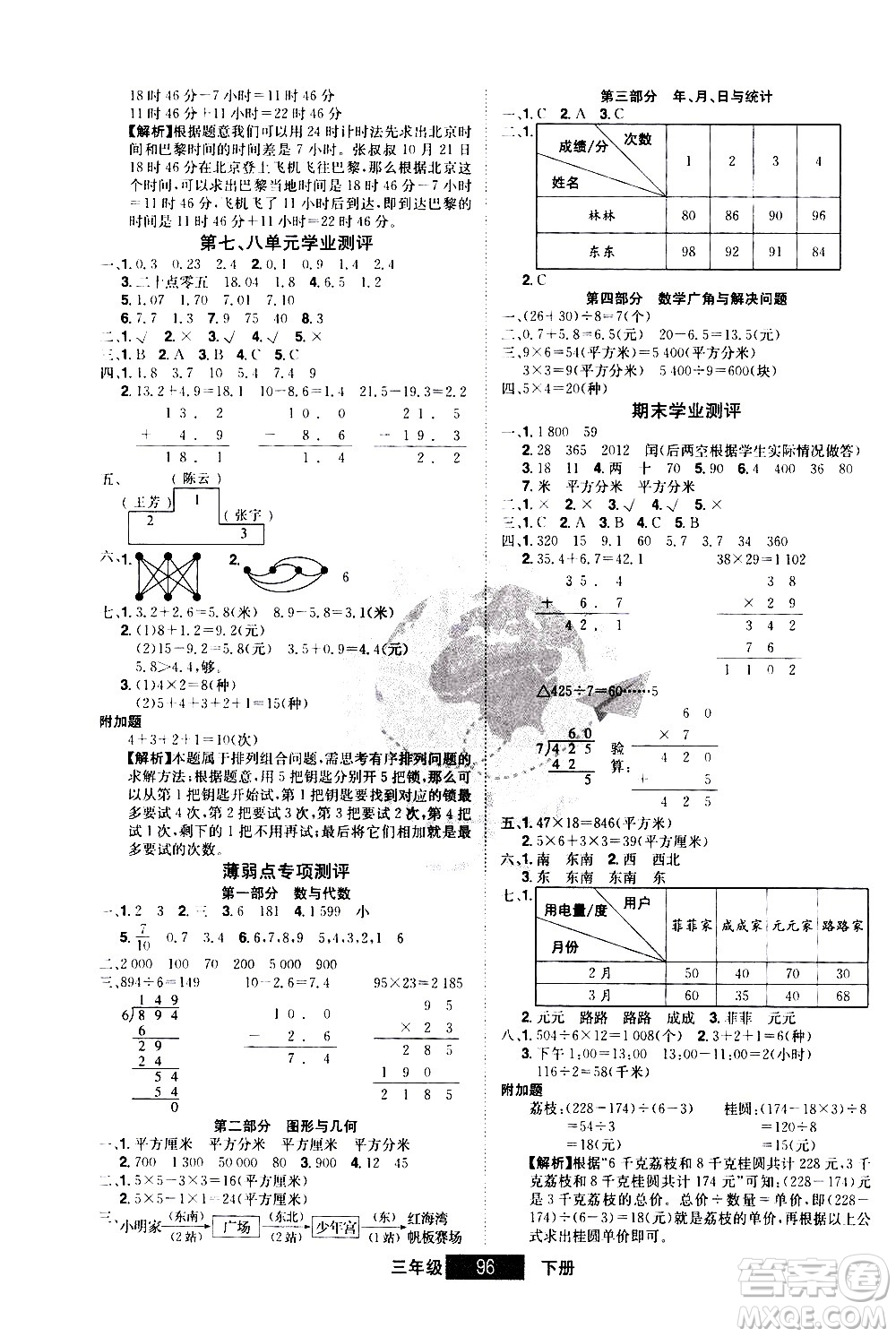 江西美術(shù)出版社2021學(xué)海樂園數(shù)學(xué)三年級下冊RJ人教版答案