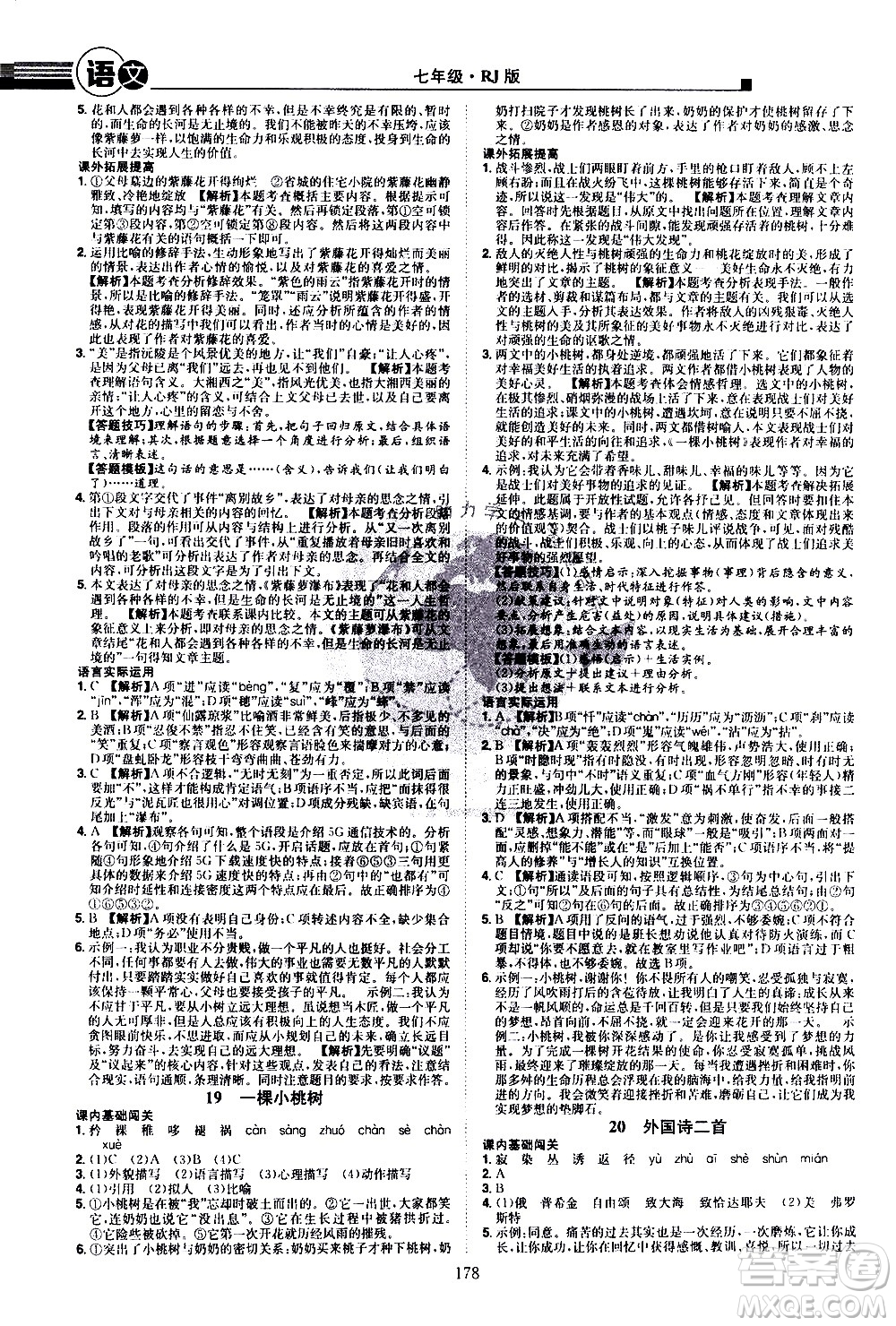 江西美術(shù)出版社2021學(xué)海風(fēng)暴語文七年級下冊RJ人教版答案