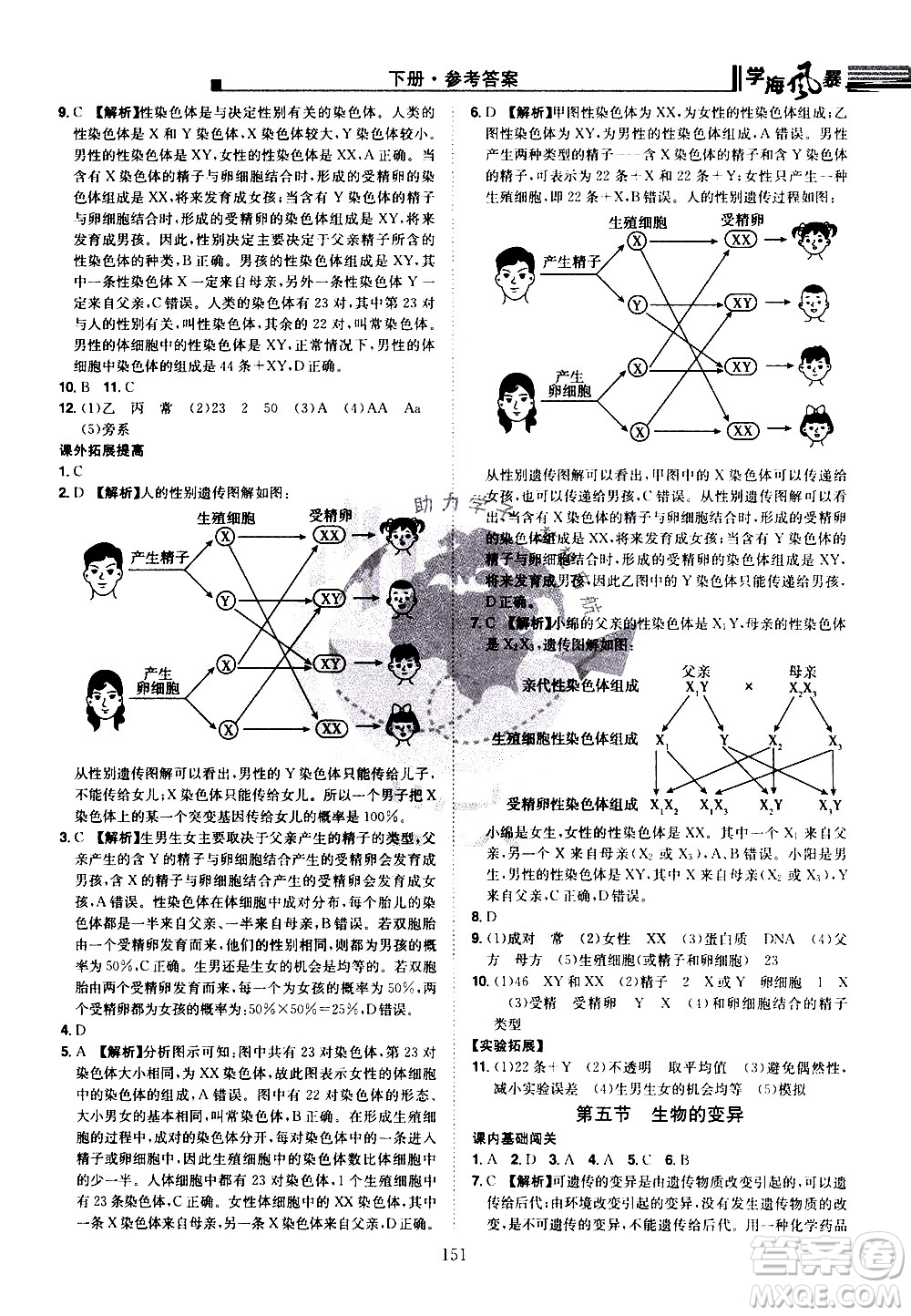 江西美術出版社2021學海風暴生物八年級下冊RJ人教版答案
