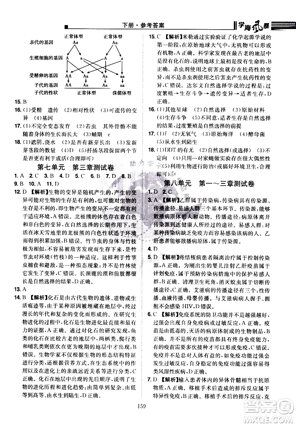 江西美術出版社2021學海風暴生物八年級下冊RJ人教版答案