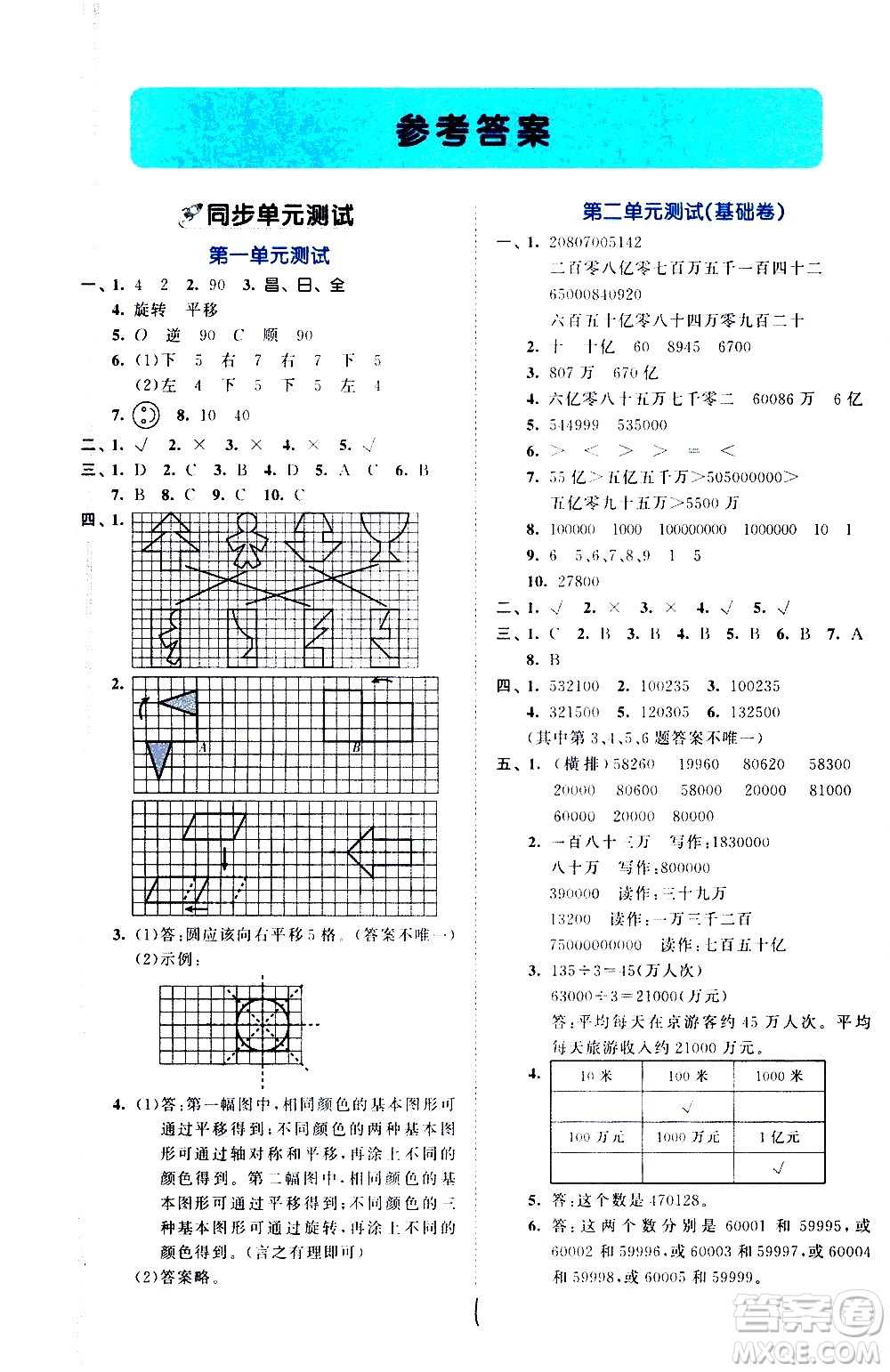 西安出版社2021春季53全優(yōu)卷小學(xué)數(shù)學(xué)四年級(jí)下冊(cè)SJ蘇教版答案