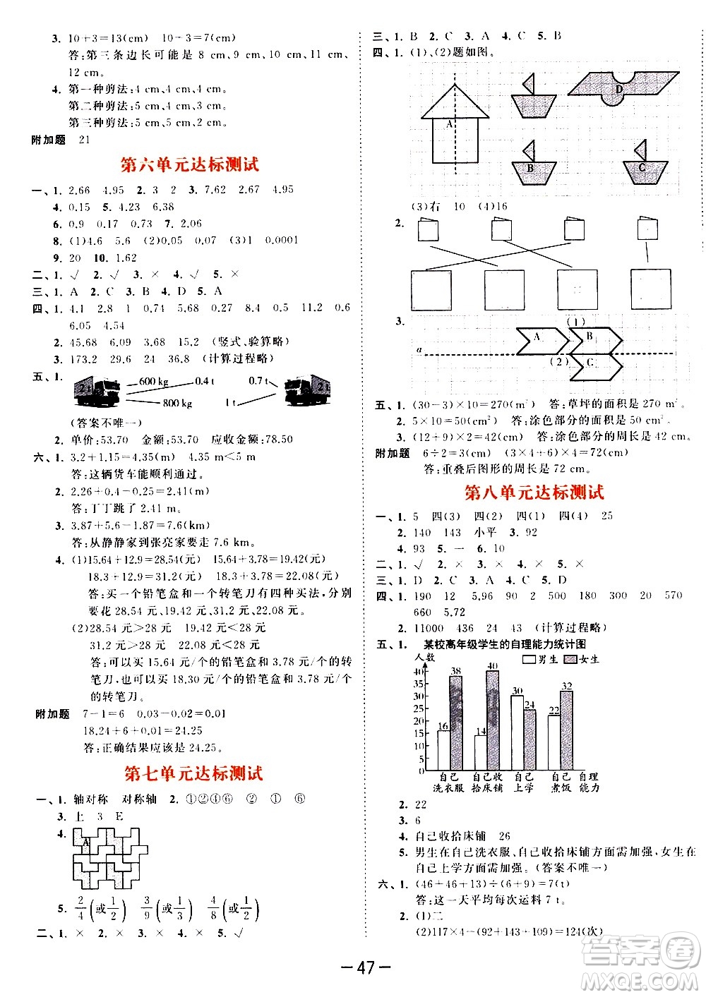 教育科學(xué)出版社2021春季53天天練測評卷小學(xué)數(shù)學(xué)四年級下冊RJ人教版答案