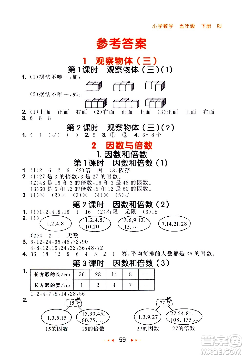教育科學(xué)出版社2021春季53隨堂測小學(xué)數(shù)學(xué)五年級下冊RJ人教版答案