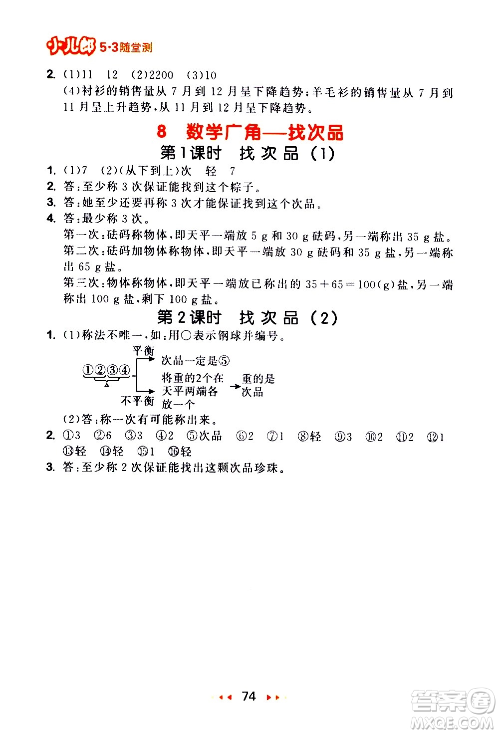 教育科學(xué)出版社2021春季53隨堂測小學(xué)數(shù)學(xué)五年級下冊RJ人教版答案