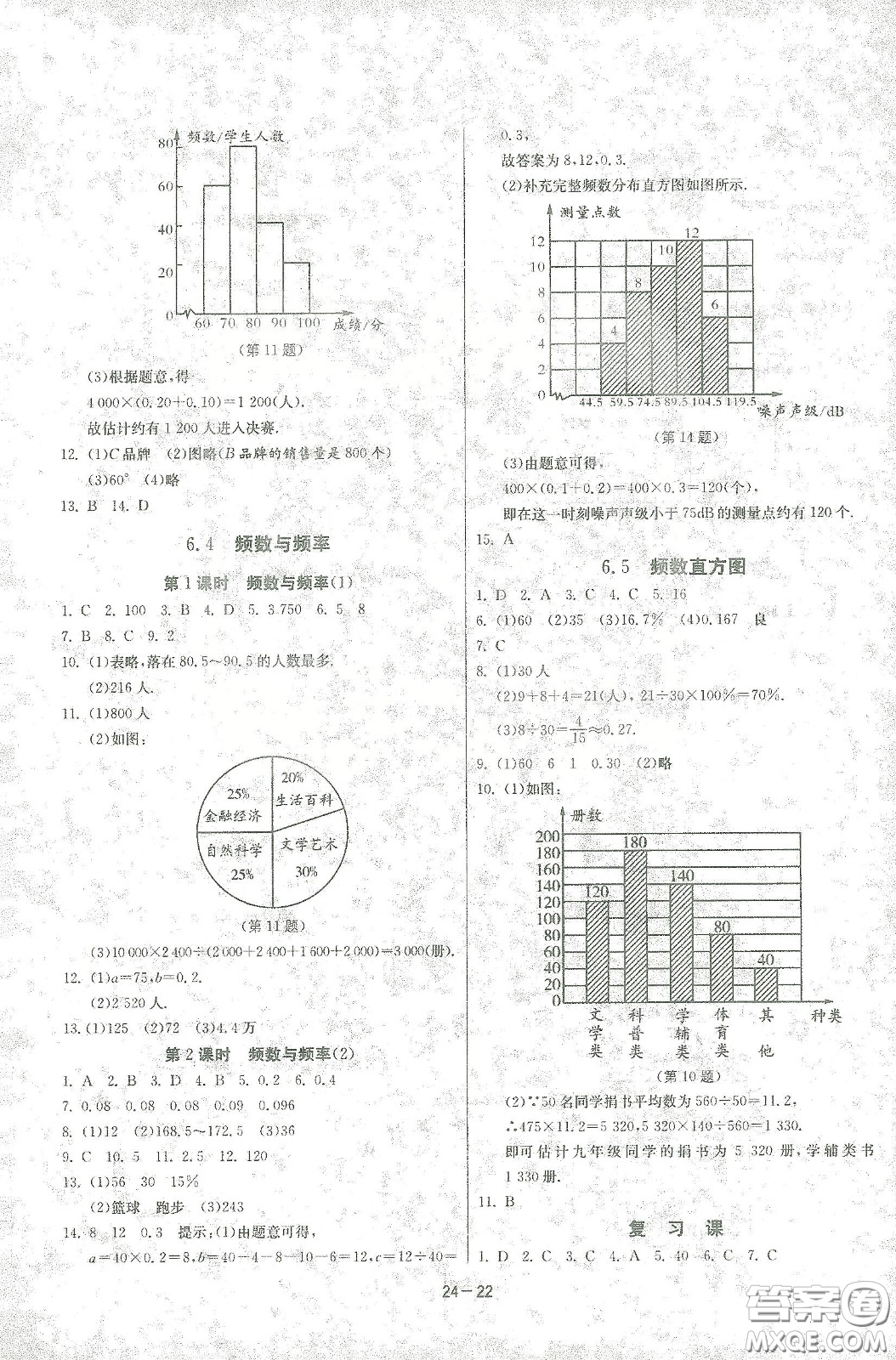 江蘇人民出版社2021春雨教育課時(shí)訓(xùn)練七年級(jí)數(shù)學(xué)下冊(cè)浙江教育版答案