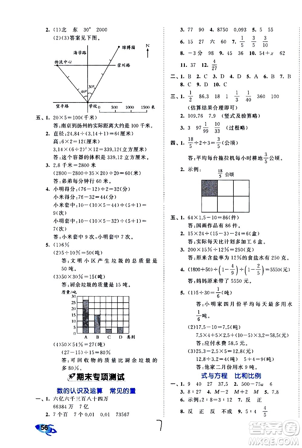 西安出版社2021春季53全優(yōu)卷小學數(shù)學六年級下冊SJ蘇教版答案