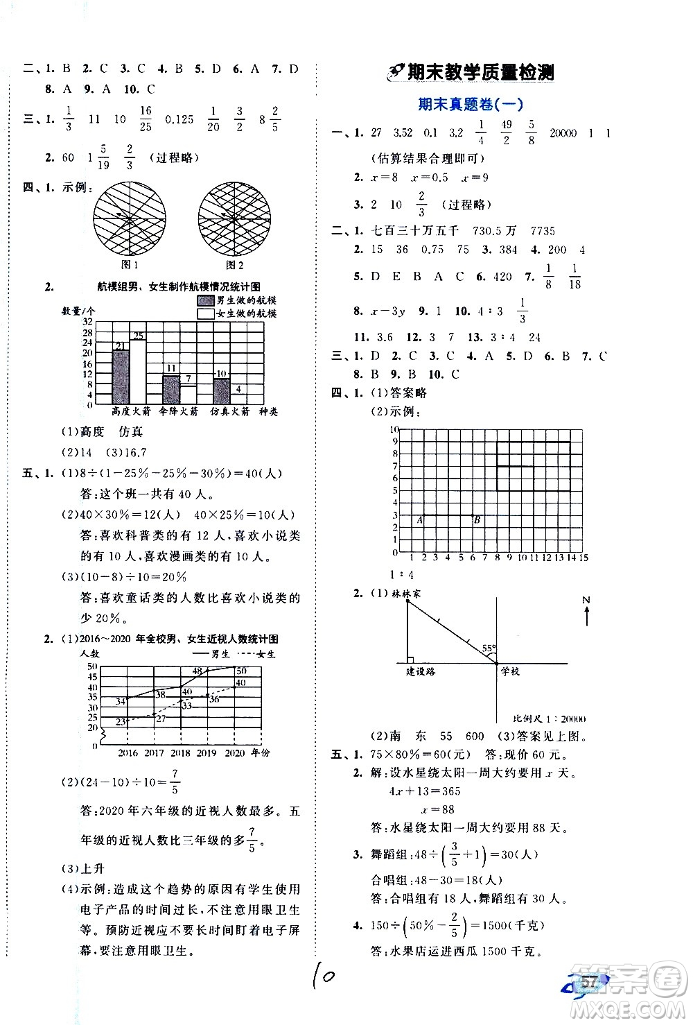 西安出版社2021春季53全優(yōu)卷小學數(shù)學六年級下冊SJ蘇教版答案