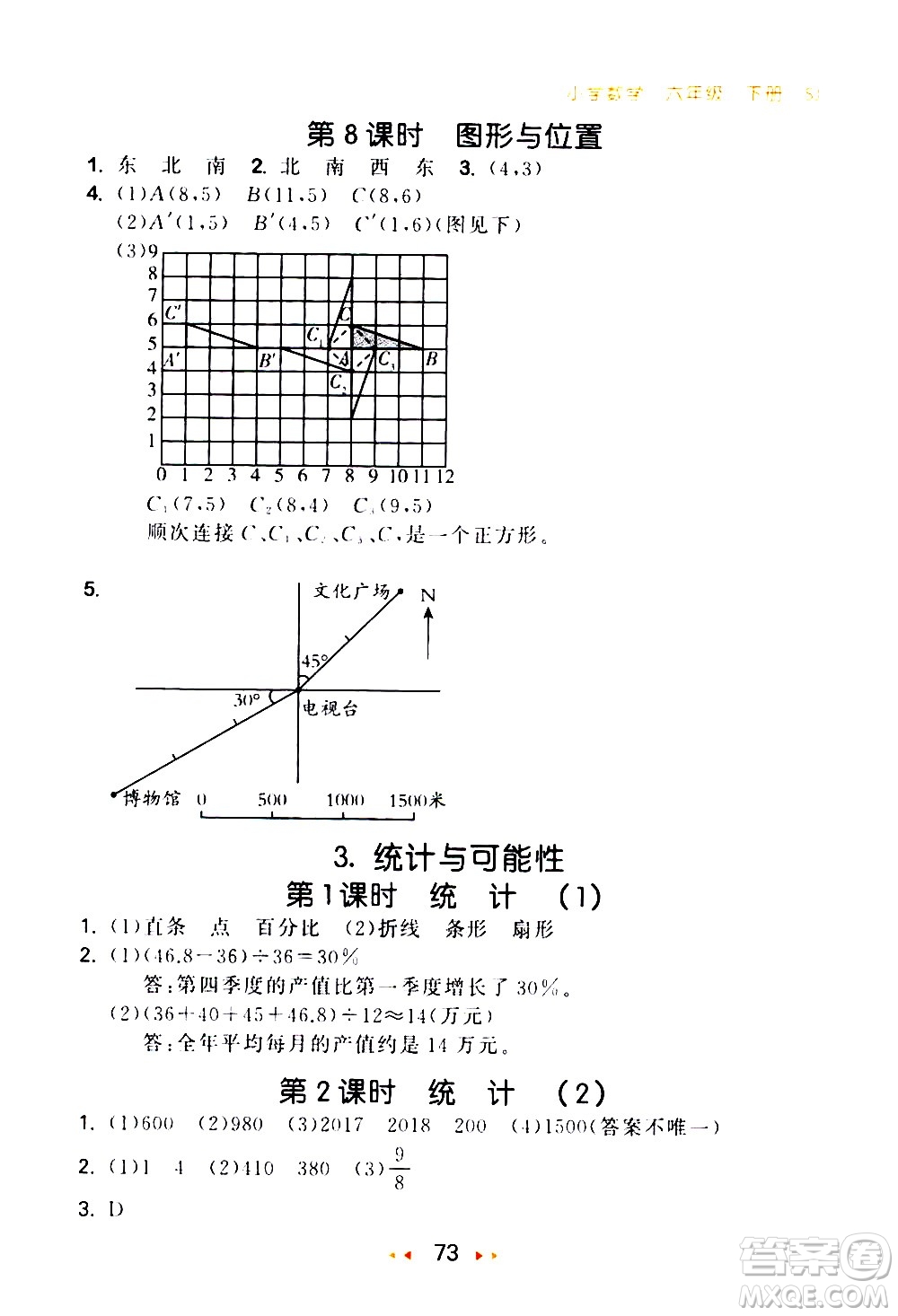 教育科學(xué)出版社2021春季53隨堂測小學(xué)數(shù)學(xué)六年級下冊SJ蘇教版答案