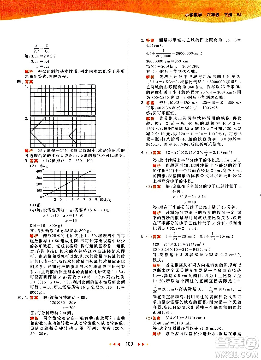 教育科學(xué)出版社2021春季53天天練小學(xué)數(shù)學(xué)六年級下冊RJ人教版答案