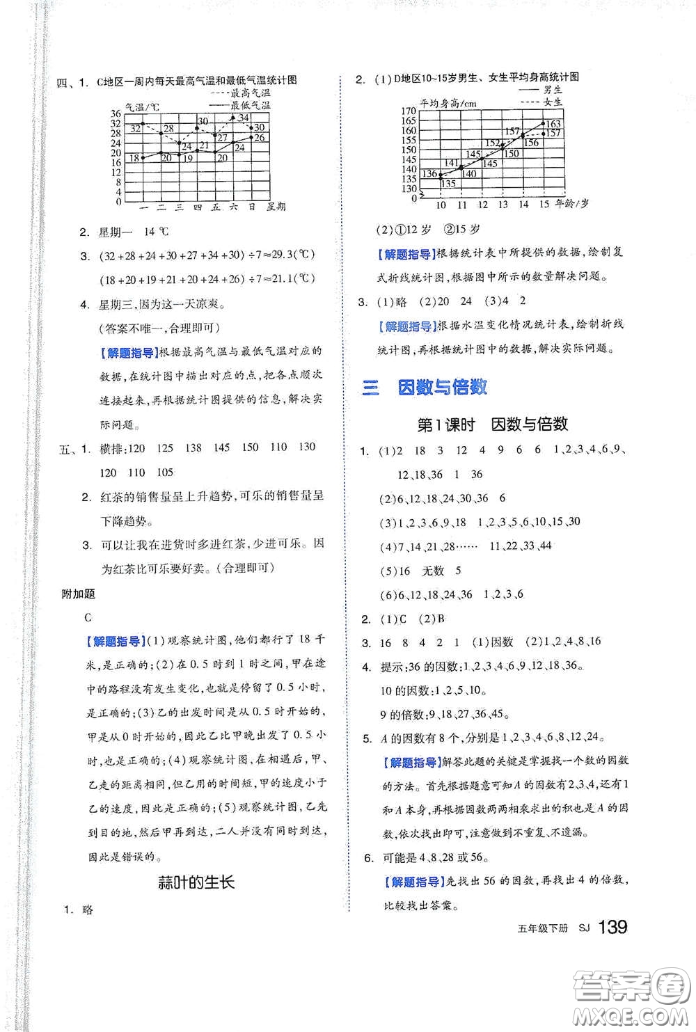 天津人民出版社2021春全品作業(yè)本五年級數(shù)學下冊蘇教版答案