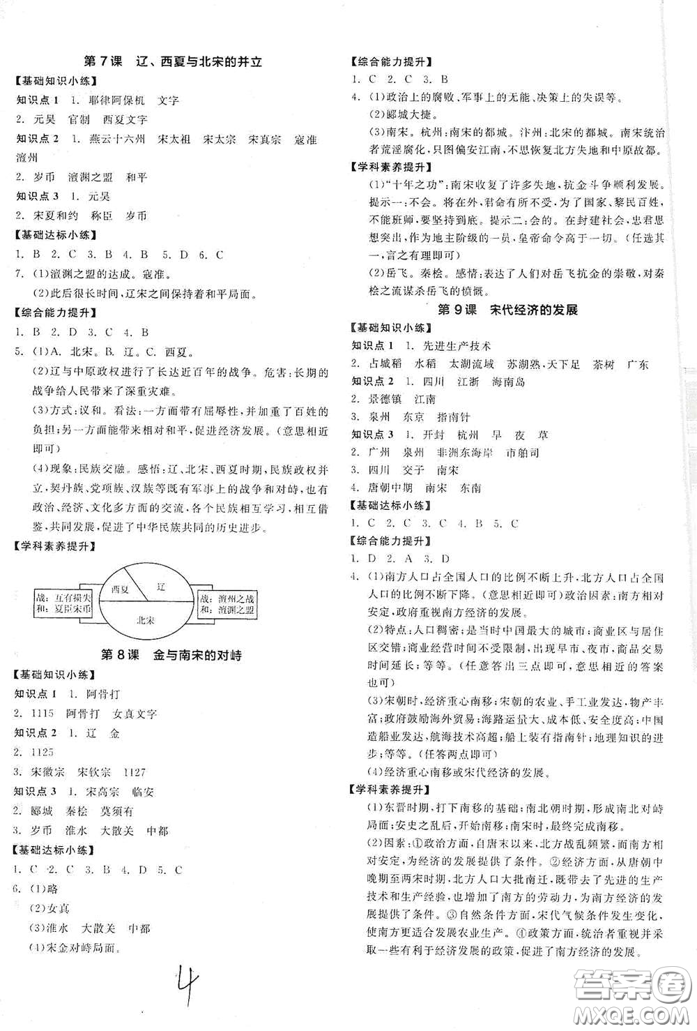 延邊教育出版社2021全品作業(yè)本七年級中國歷史下冊新課標(biāo)人教版答案