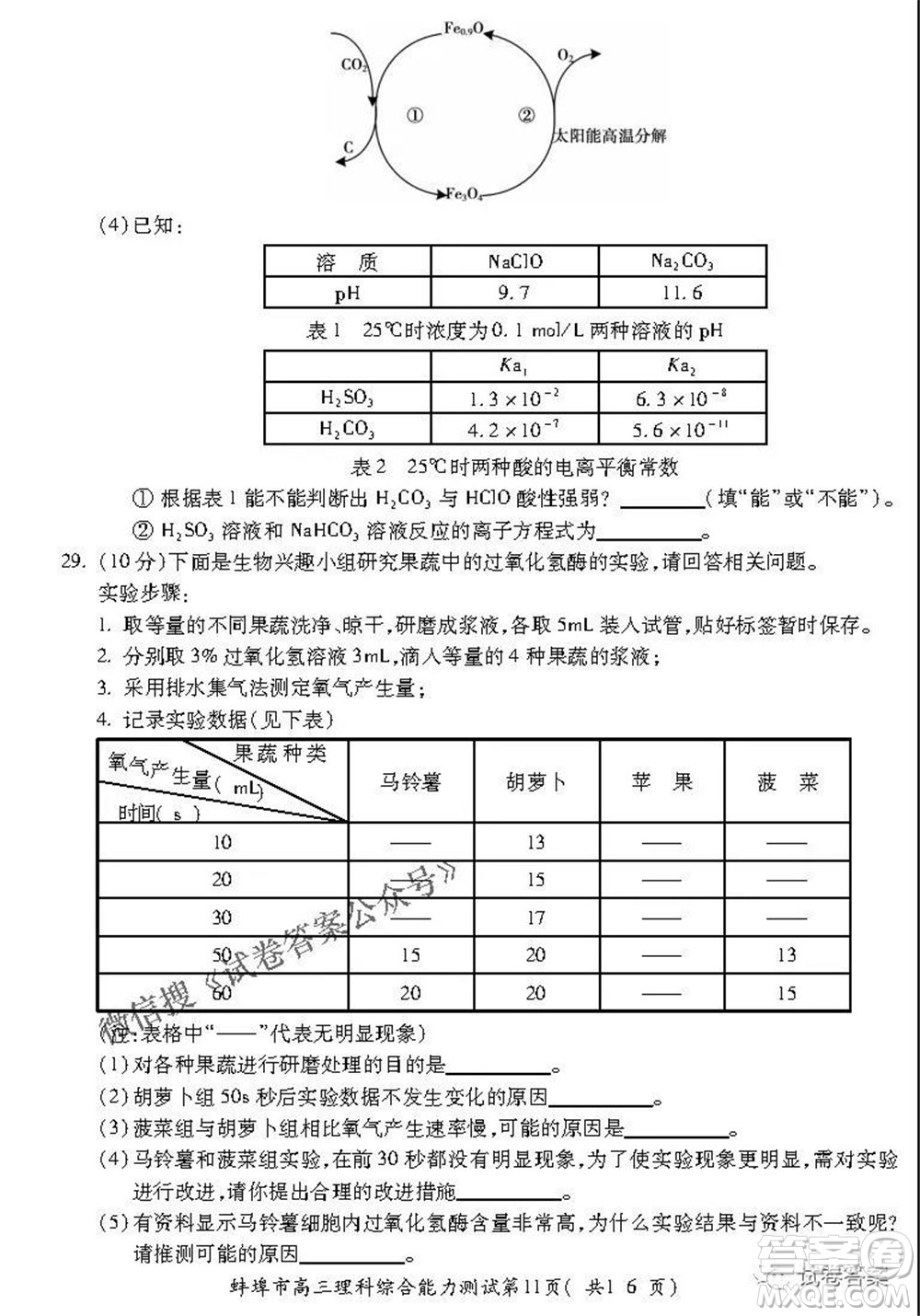蚌埠市2021屆高三年級第三次教學(xué)質(zhì)量檢查考試?yán)砜凭C合試題及答案