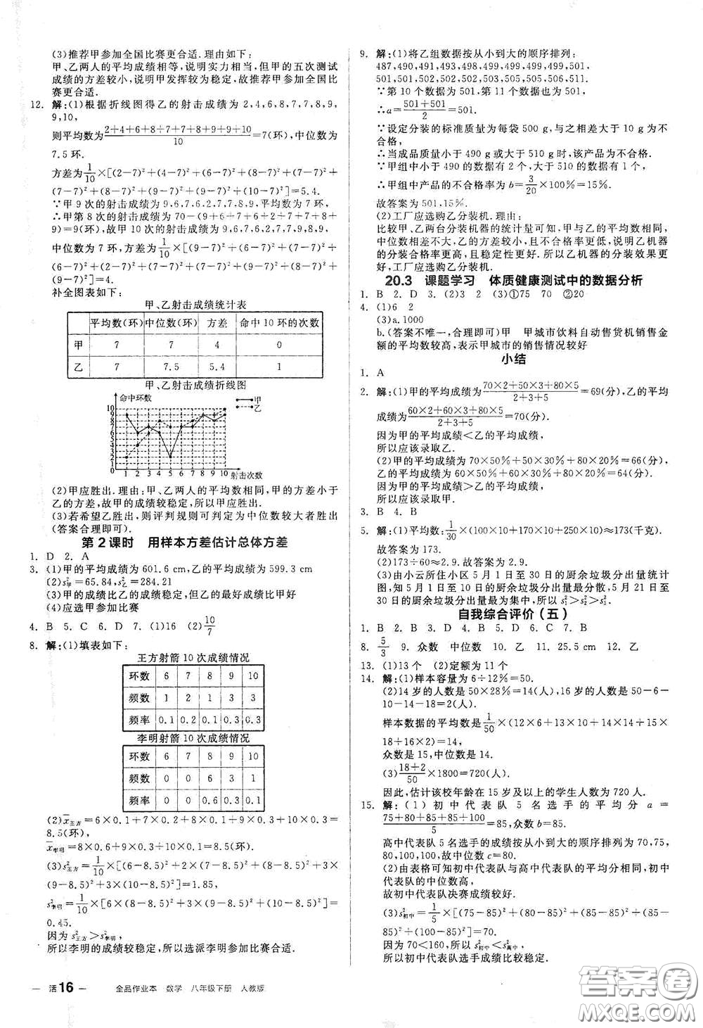 陽(yáng)光出版社2021春全品作業(yè)本八年級(jí)數(shù)學(xué)下冊(cè)新課標(biāo)人教版江西省專用答案