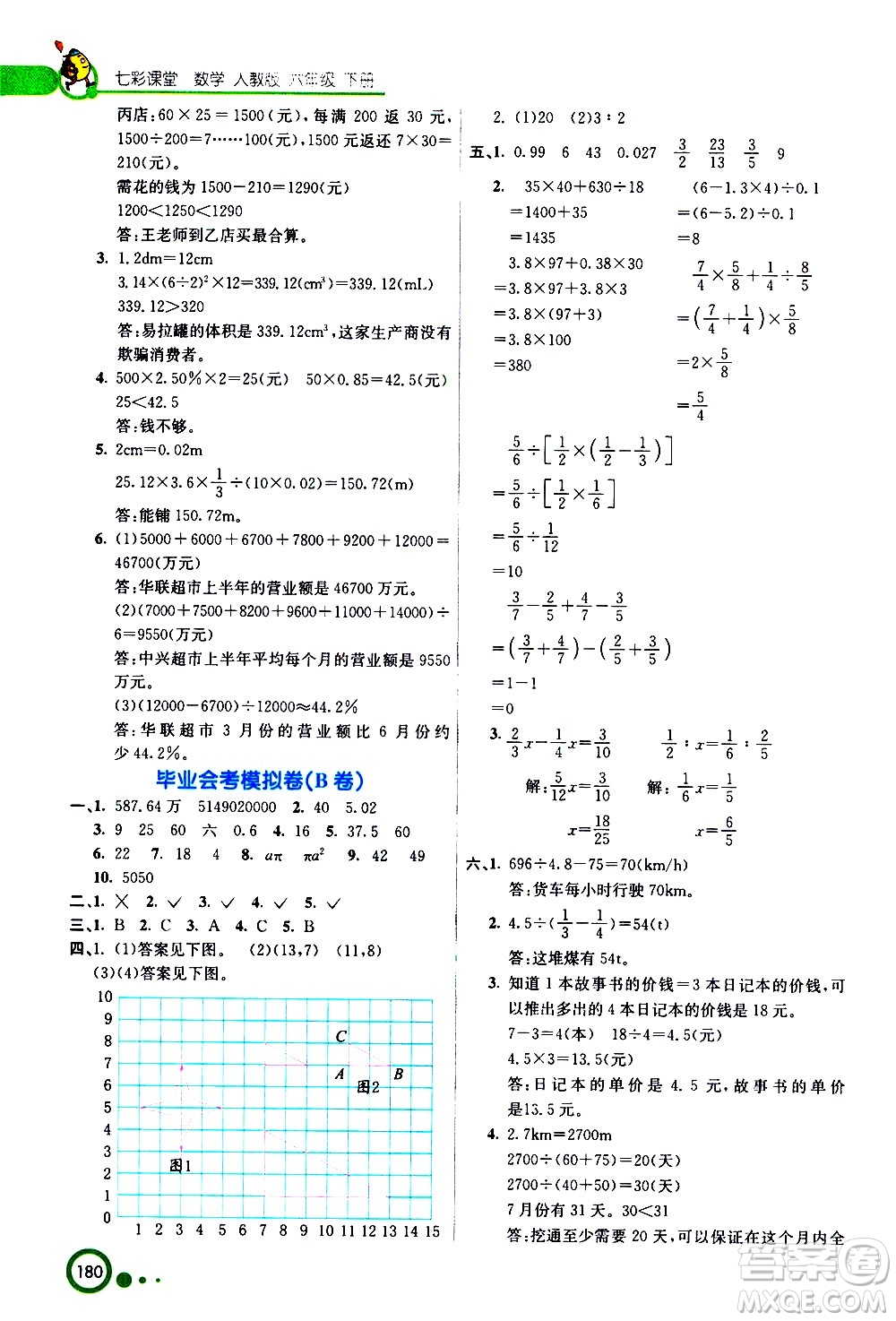 ?河北教育出版社2021七彩課堂數(shù)學(xué)六年級(jí)下冊(cè)人教版答案