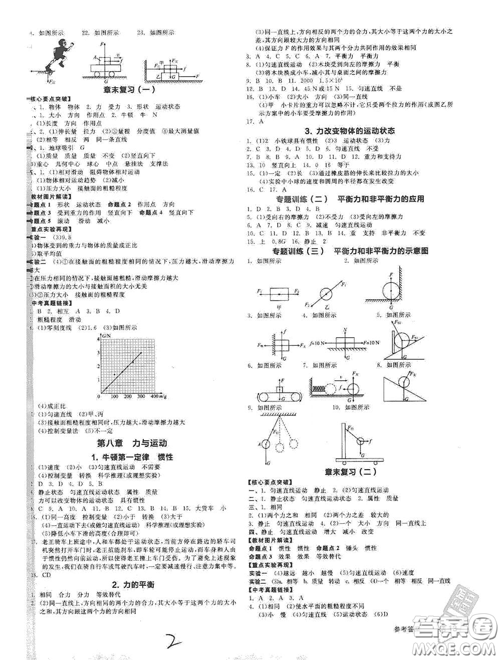 陽(yáng)光出版社2021春全品作業(yè)本八年級(jí)物理下冊(cè)新課標(biāo)教科版A版答案
