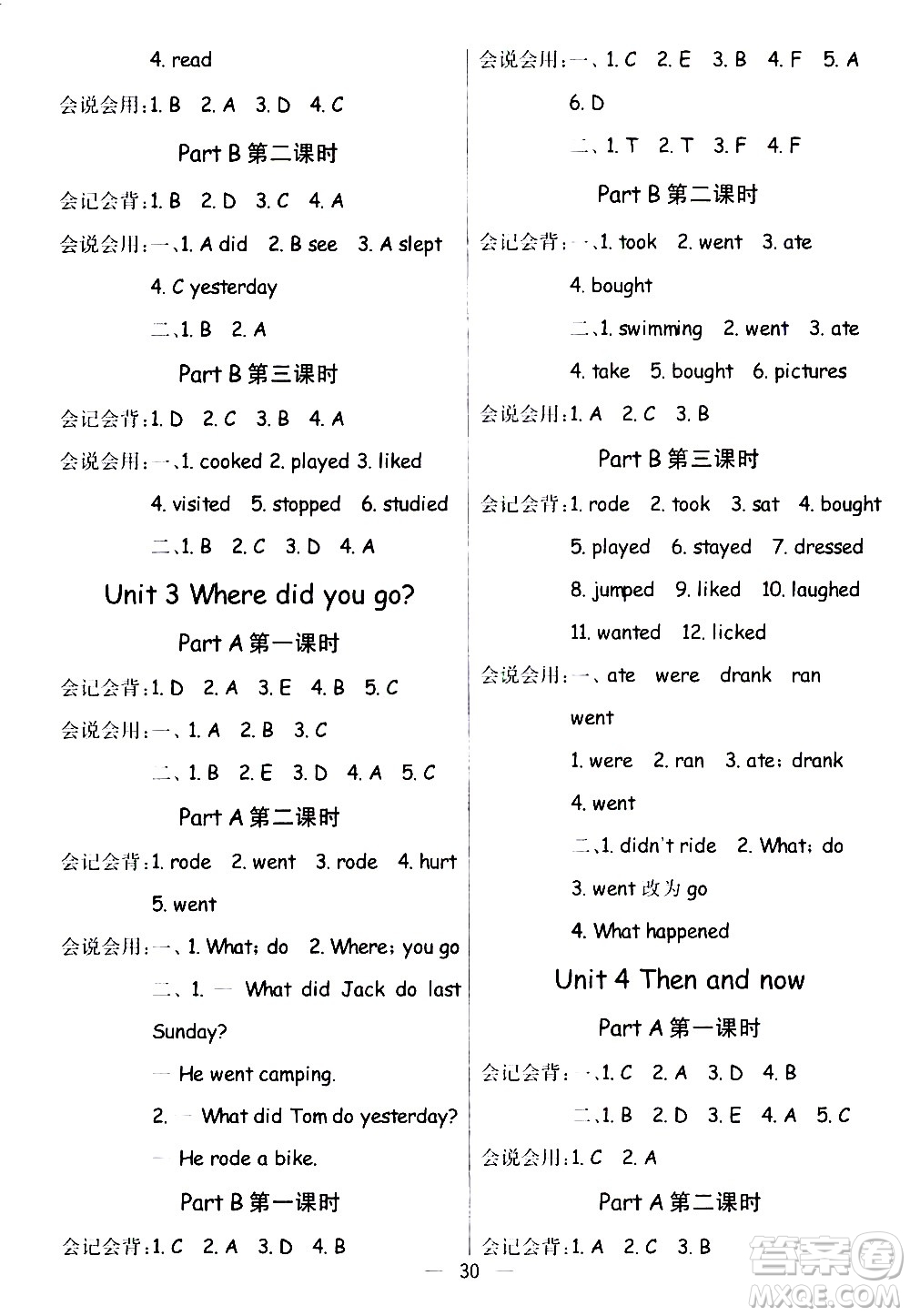 河北教育出版社2021七彩課堂預(yù)習(xí)卡英語六年級下冊人教PEP版答案