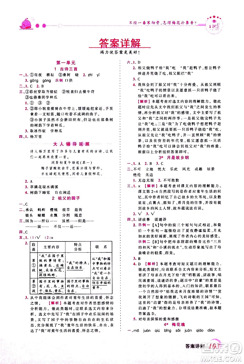 江西人民出版社2021王朝霞創(chuàng)維新課堂語文五年級下冊RJ人教版答案