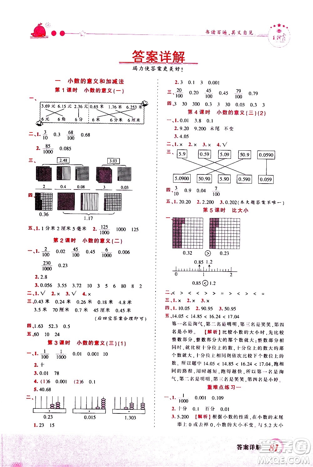 江西人民出版社2021王朝霞創(chuàng)維新課堂數(shù)學四年級下冊BS北師大版答案