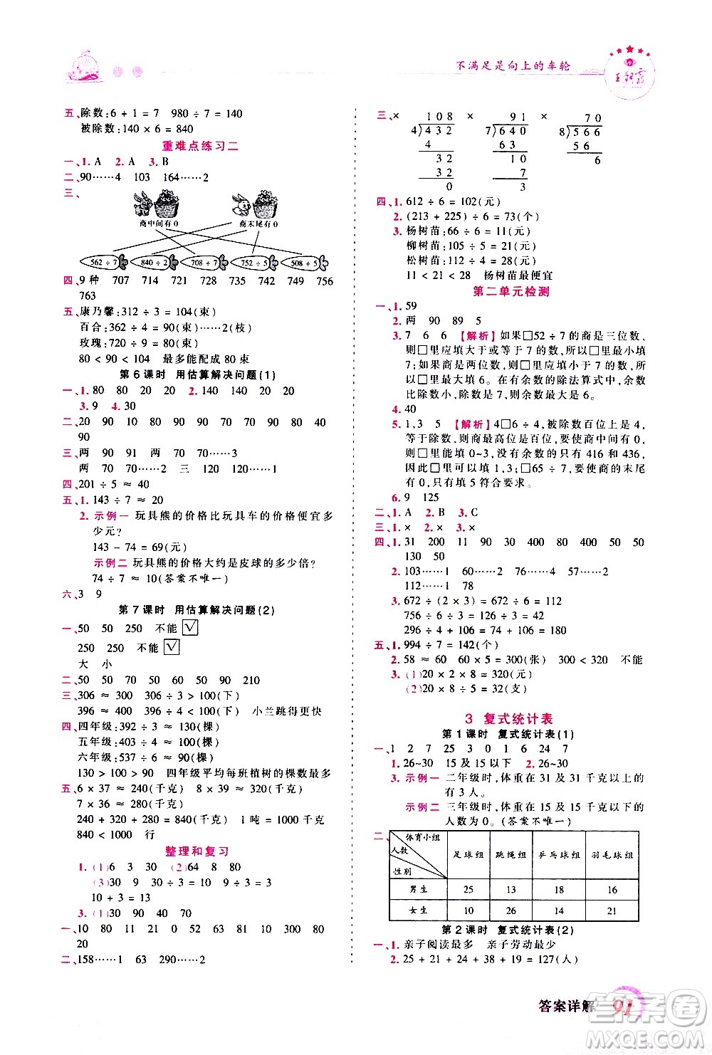 江西人民出版社2021王朝霞創(chuàng)維新課堂數(shù)學(xué)三年級(jí)下冊(cè)RJ人教版答案