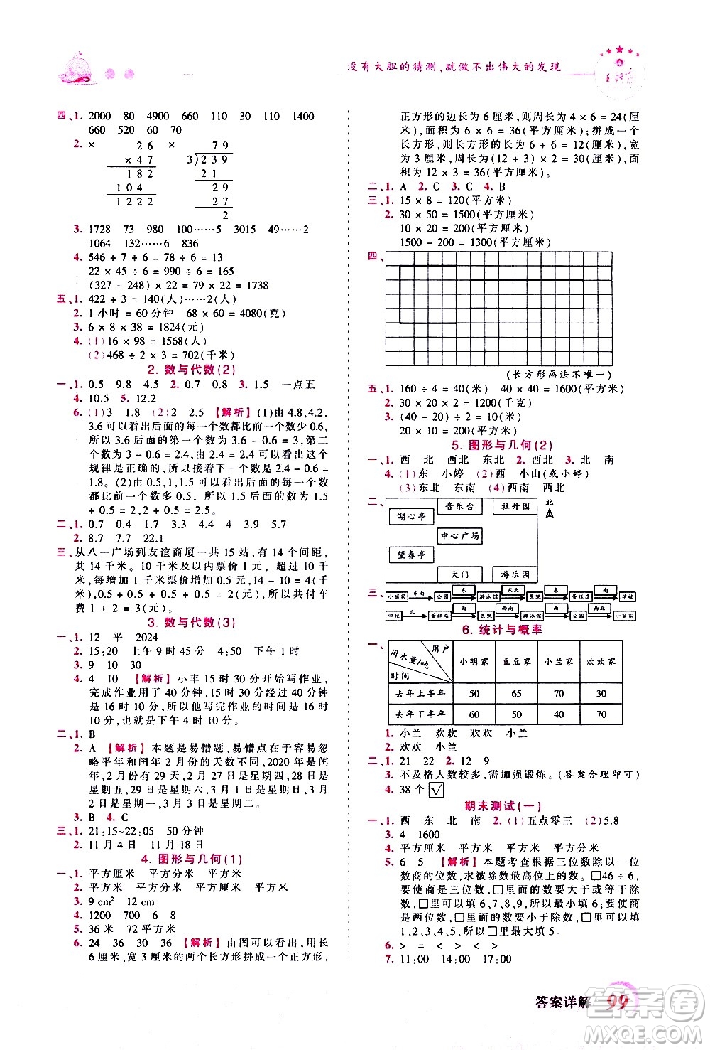 江西人民出版社2021王朝霞創(chuàng)維新課堂數(shù)學(xué)三年級(jí)下冊(cè)RJ人教版答案