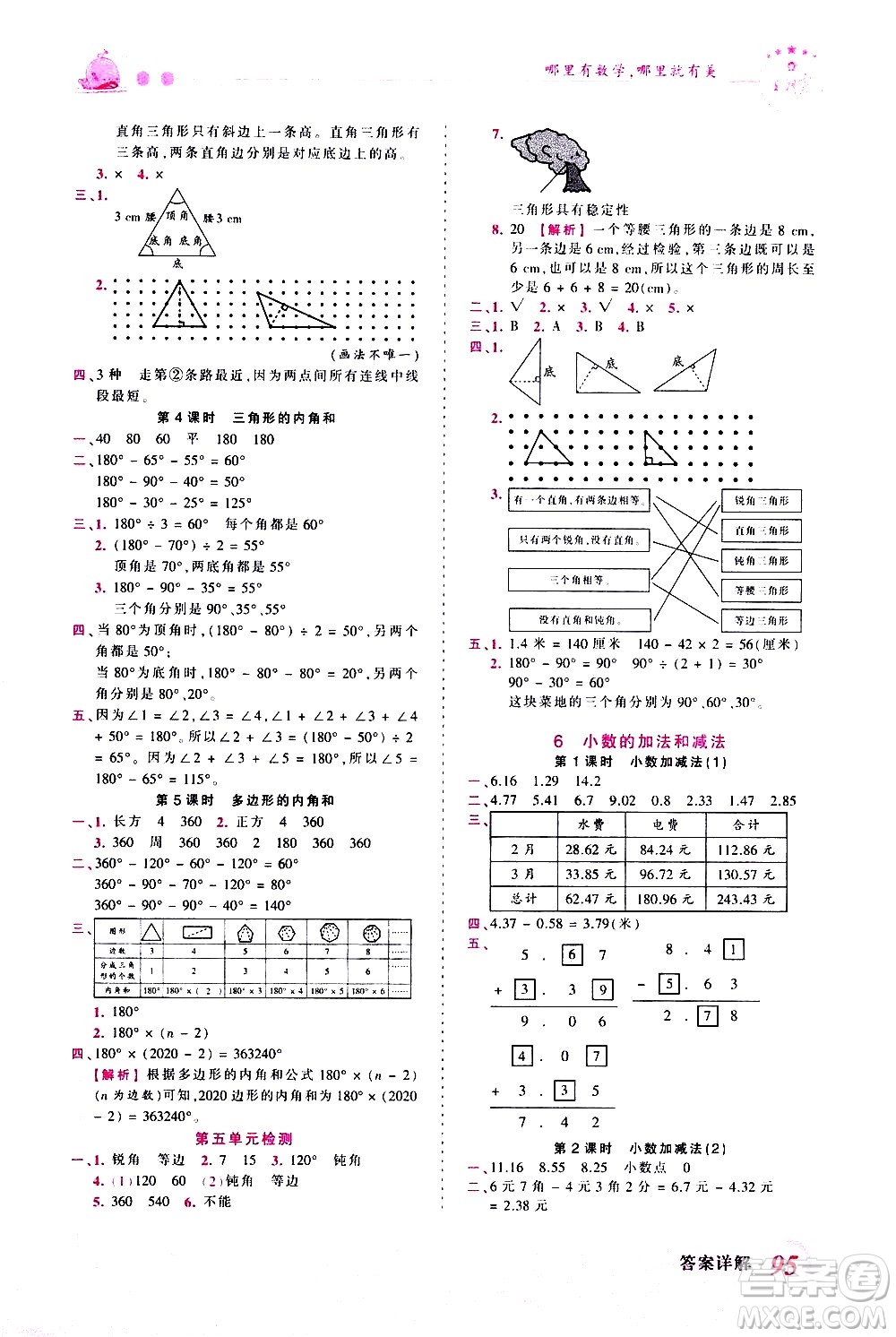江西人民出版社2021王朝霞創(chuàng)維新課堂數(shù)學(xué)四年級下冊RJ人教版答案